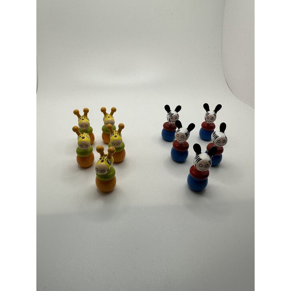 Zebra Giraffe Wooden Mini Game Pieces 10 total, 5 of each, Unbranded